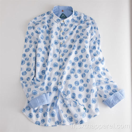 Chemise décontractée à manches longues pour hommes à imprimé Little Daisy